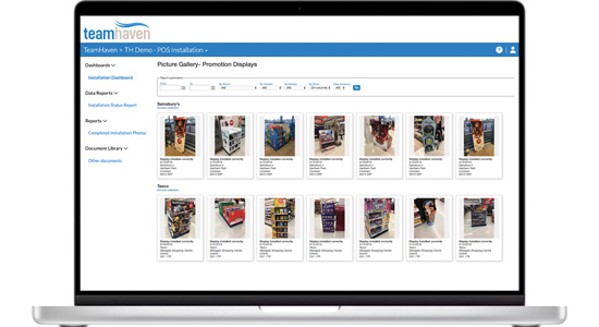 Laptop showing picture gallery on TeamHaven website